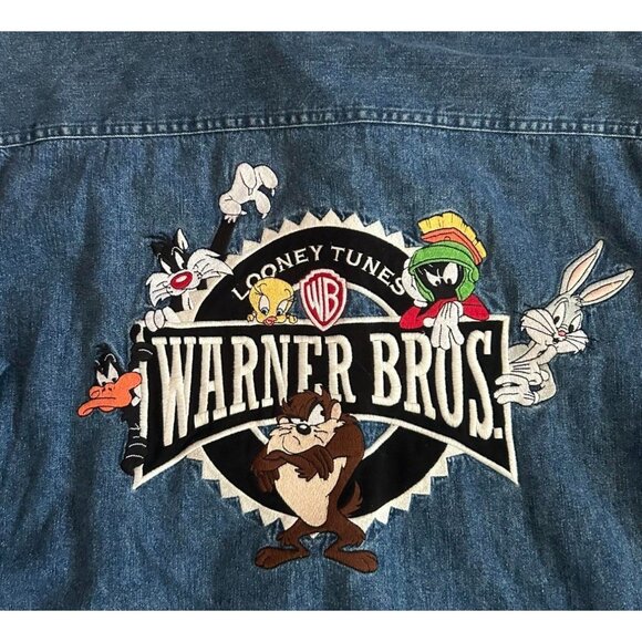 Warner Bros Studio Store Vtg Men’s Looney Tunes Denim Jacket Sz XL Kidcore 1990s - Picture 4 of 6